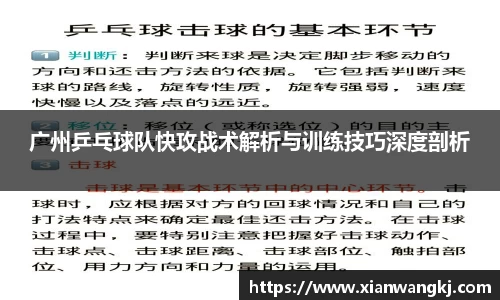 广州乒乓球队快攻战术解析与训练技巧深度剖析